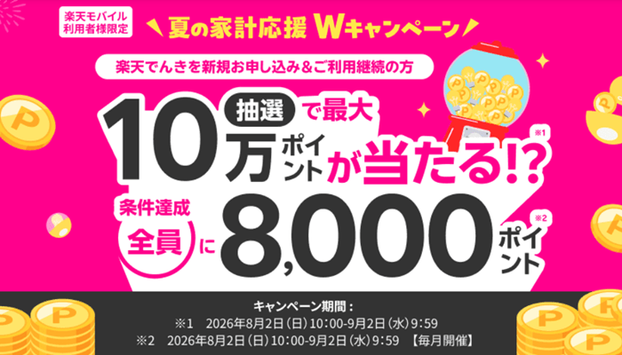 楽天でんき8月