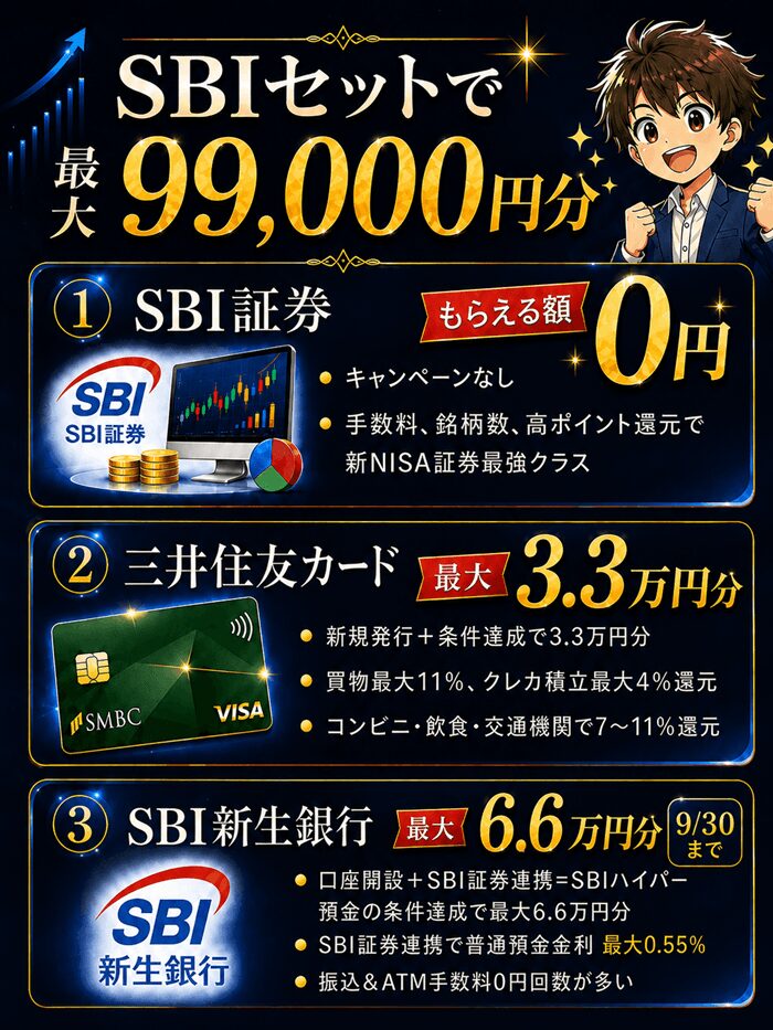 SBI3点セット9.9万