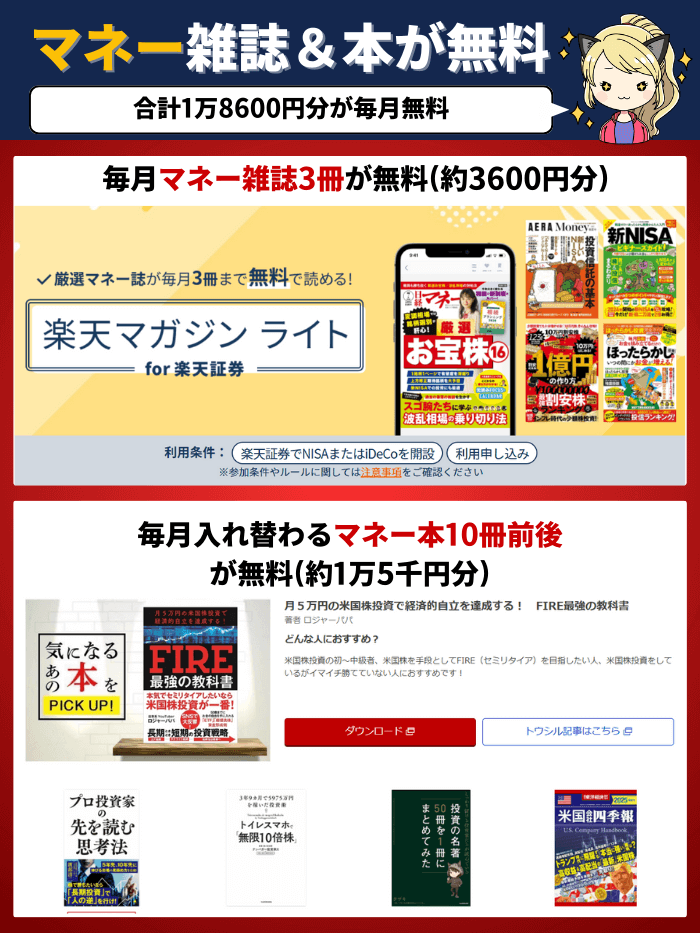 楽天証券の雑誌と本無料