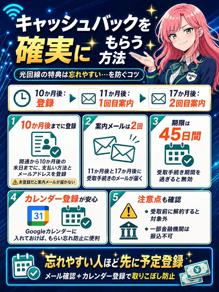 NURO光のキャッシュバックもらい忘れ防止
