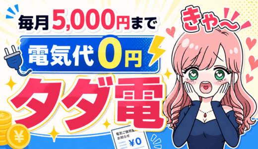 毎月5,000円まで電気代0円の【タダ電】東京電力などで月額6,000円以下なら乗り換え◎