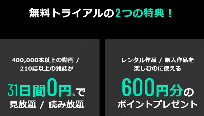 U-NEXTの無料トライアル