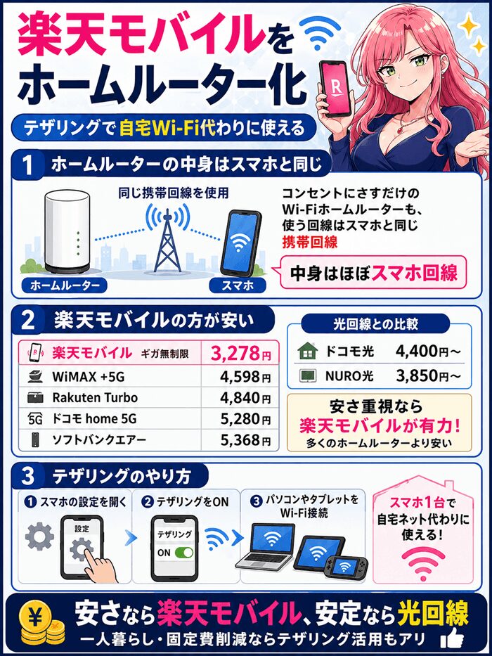 楽天モバイルホームルーター化