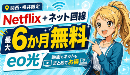 【関西・福井限定】Netflix＋ネット回線が最大6か月無料のeo光