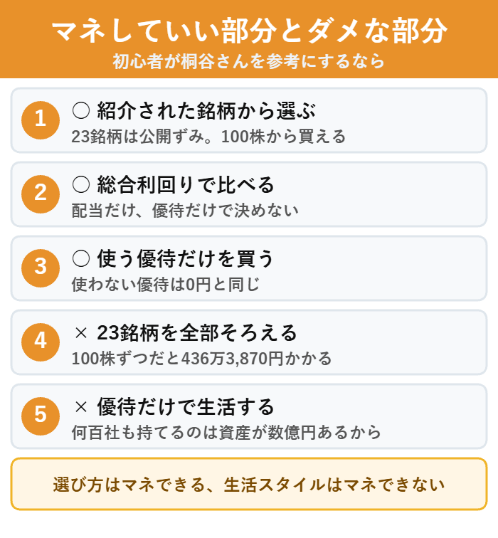 初心者が桐谷さんの株主優待投資をマネしていい部分とダメな部分