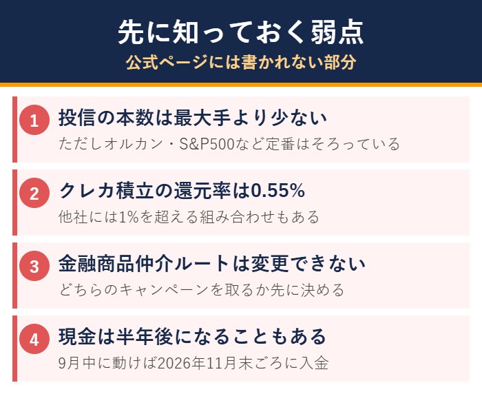 三菱UFJ eスマート証券のデメリット4つの図解