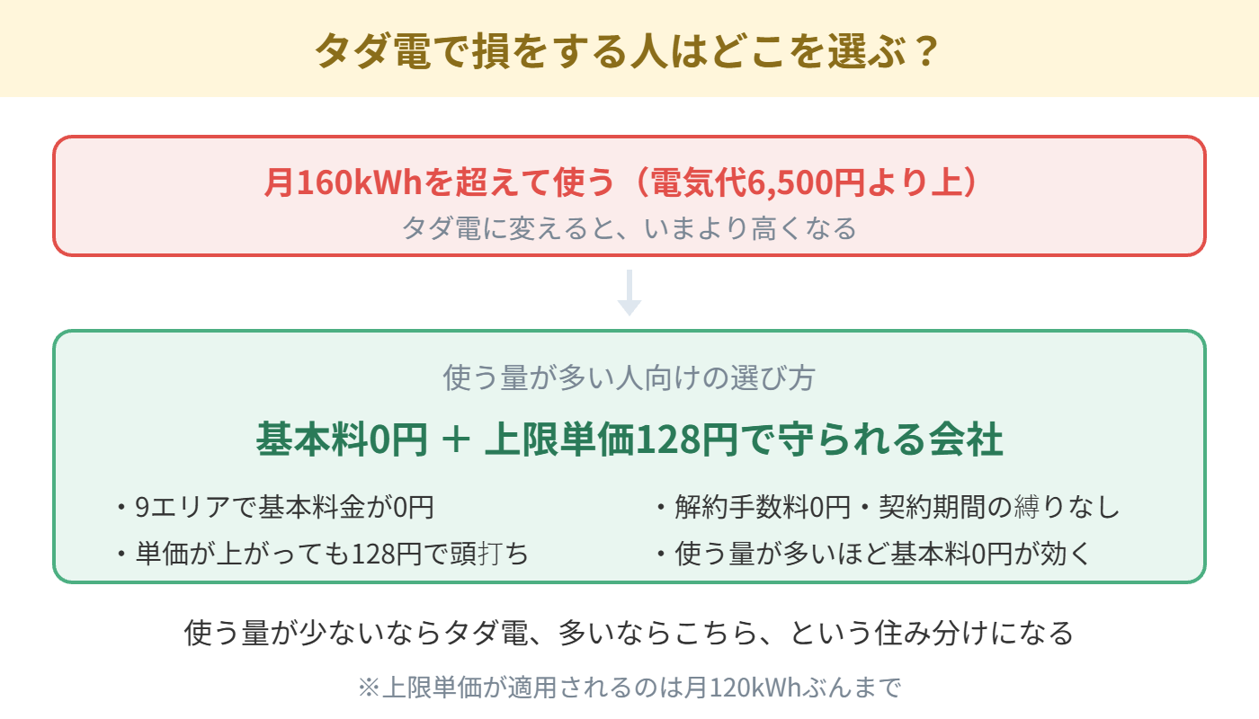 タダ電で損をする人の選択肢
