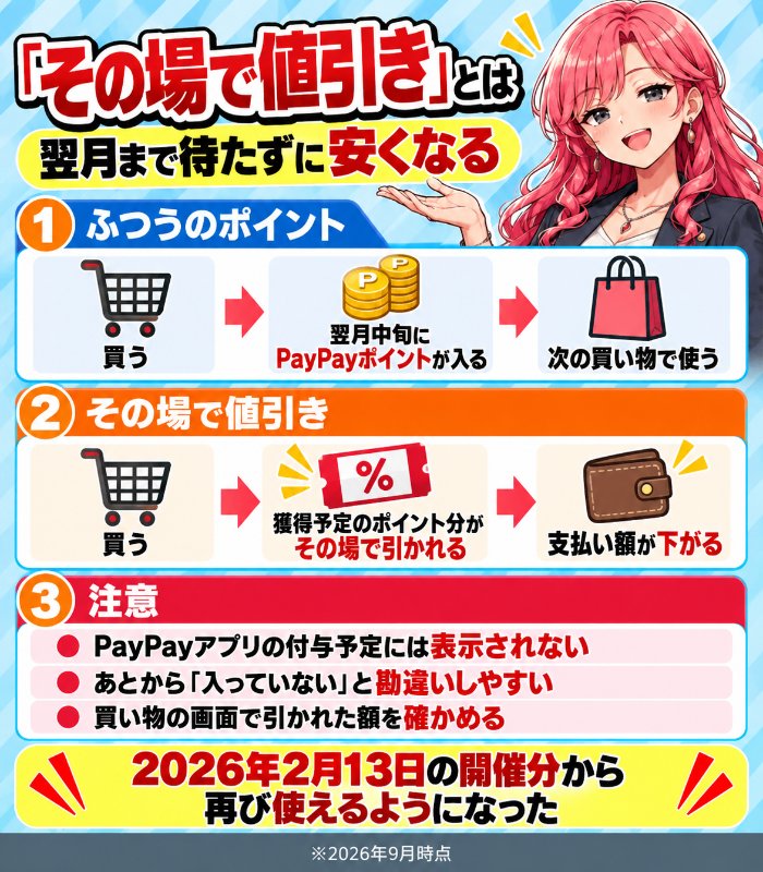 ebookjapanのその場で値引きは、獲得予定のPayPayポイントを購入時にそのまま値引きに使える機能