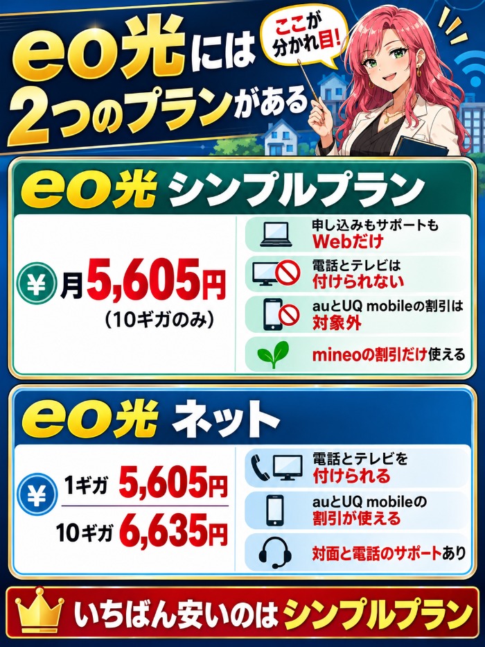eo光シンプルプランとeo光ネットの違い
