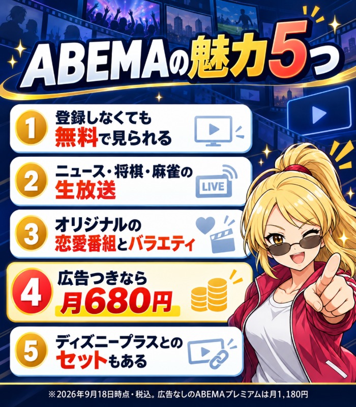 ABEMAの魅力5つ