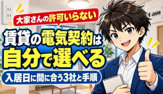 賃貸の電気契約は自分で選べる｜入居日に間に合う3社と手順