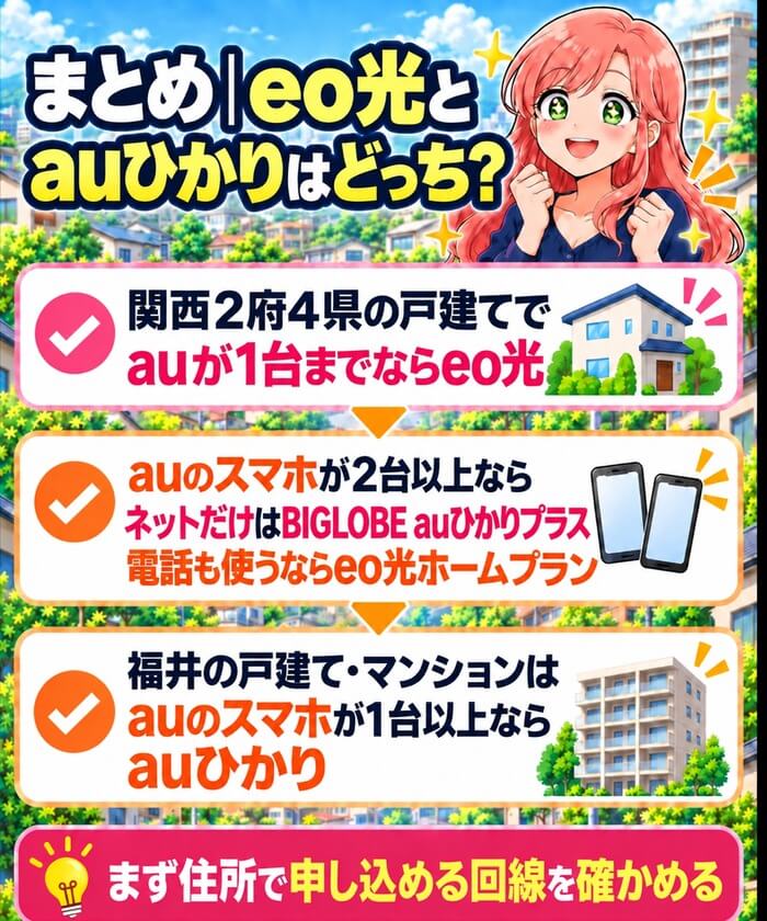 まとめ｜eo光とauひかりはどっち