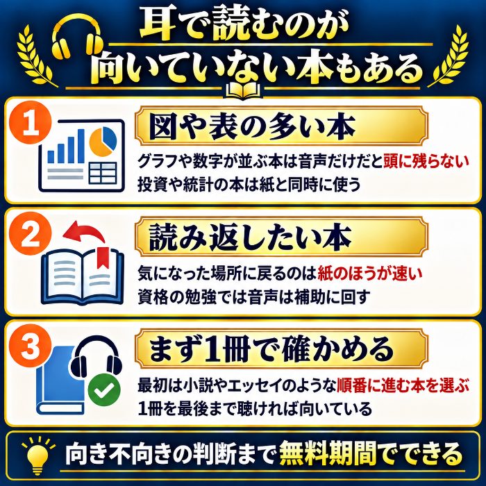 耳で読むのが向いていない本もあるという図
