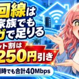 5人家族でも1ギガで足りることとセット割月8,250円を示したアイキャッチ