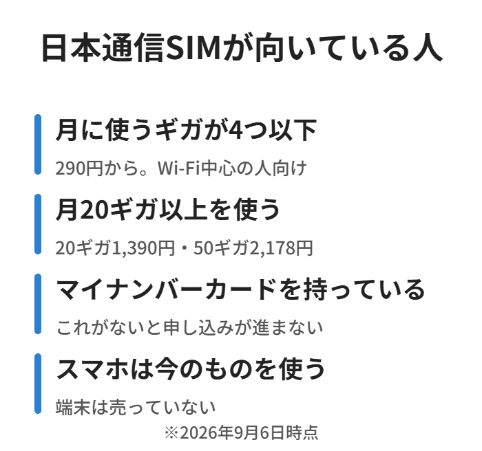 4ギガ以下か20ギガ以上で、マイナンバーカードを持っている人向け
