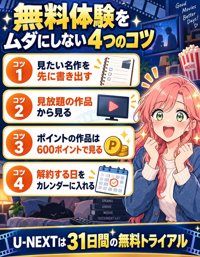無料体験をムダにしない4つのコツの図解