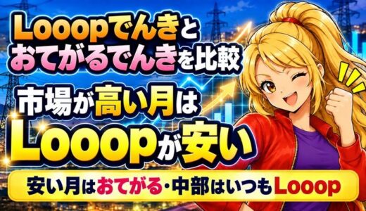 Looopでんきとおてがるでんきを比較｜市場が高い月はLooopが安い