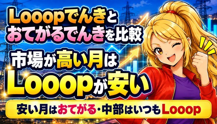 Looopでんきとおてがるでんきを比較｜市場が高い月はLooopが安い