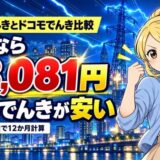 Looopでんきとドコモでんき比較|東京なら月3,081円ドコモでんきが安い