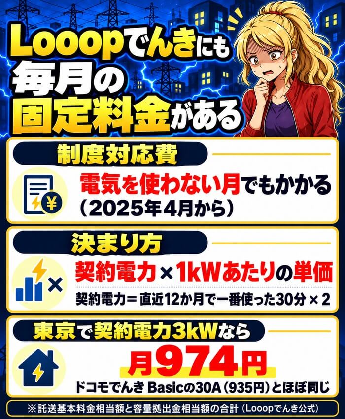 Looopでんきの制度対応費は使わなくても毎月かかる