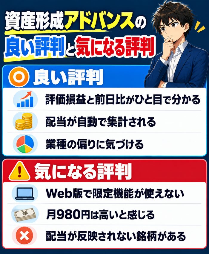 資産形成アドバンスコースの良い評判と気になる評判