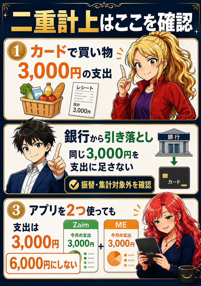 カード明細と引き落としの二重計上を防ぐ方法