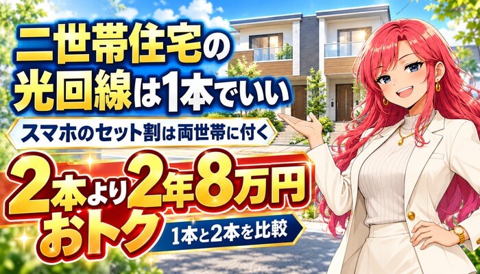 二世帯住宅の光回線は1本でいい。スマホのセット割は両世帯に付き、2本より2年8万円おトク