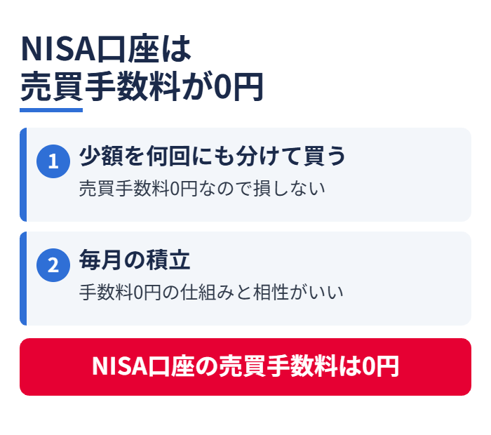 NISA口座は売買手数料が0円