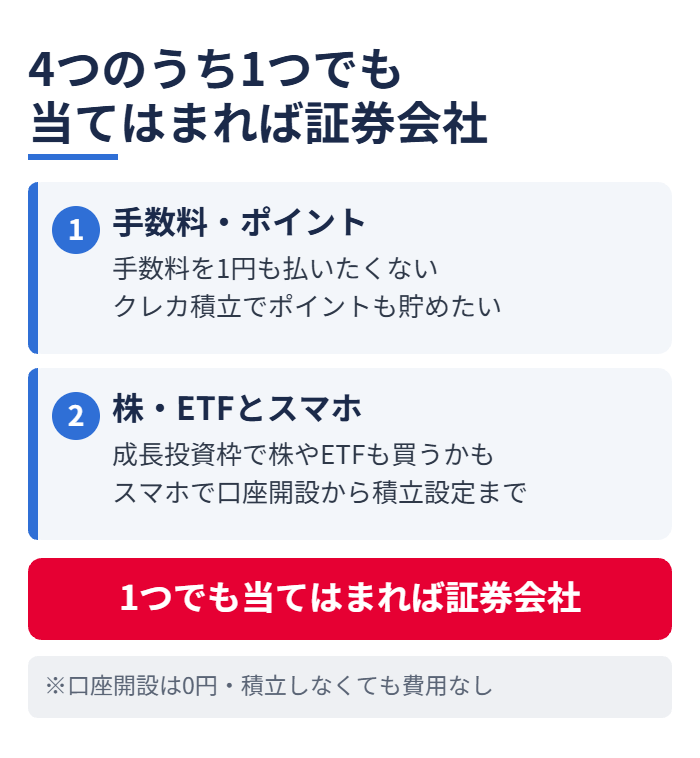 4つのうち1つでも当てはまれば証券会社