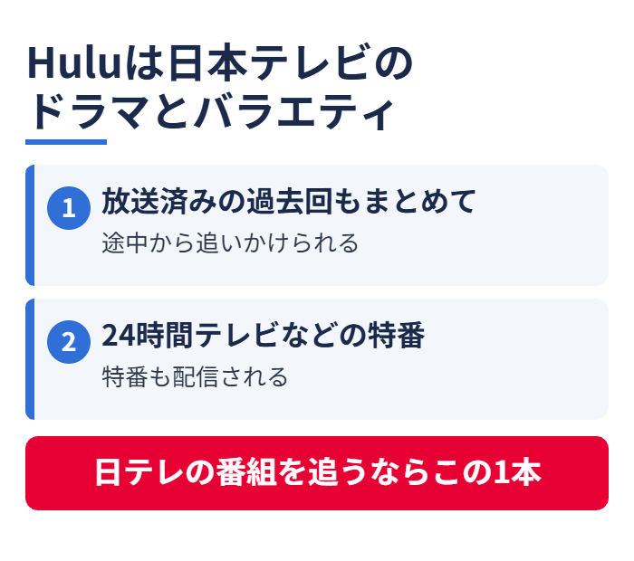 Huluは日本テレビのドラマとバラエティ