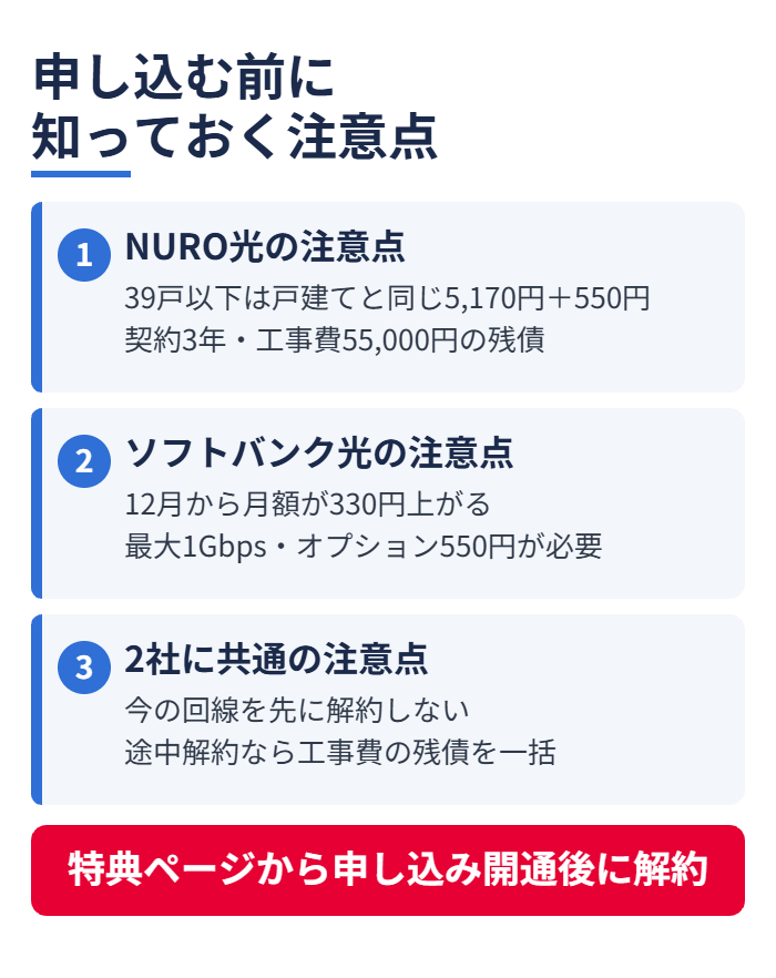 申し込む前に知っておく注意点