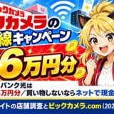 ビックカメラの光回線キャンペーンはポイント最大6万円分。ソフトバンク光は為替3万円分、買い物しないならネットで現金