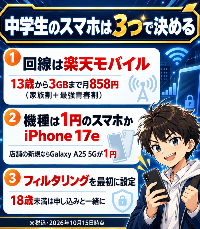 中学生のスマホは3つで決める