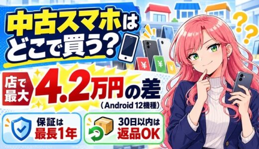 中古スマホはどこで買う？Android 12機種は店で最大4.2万円の差