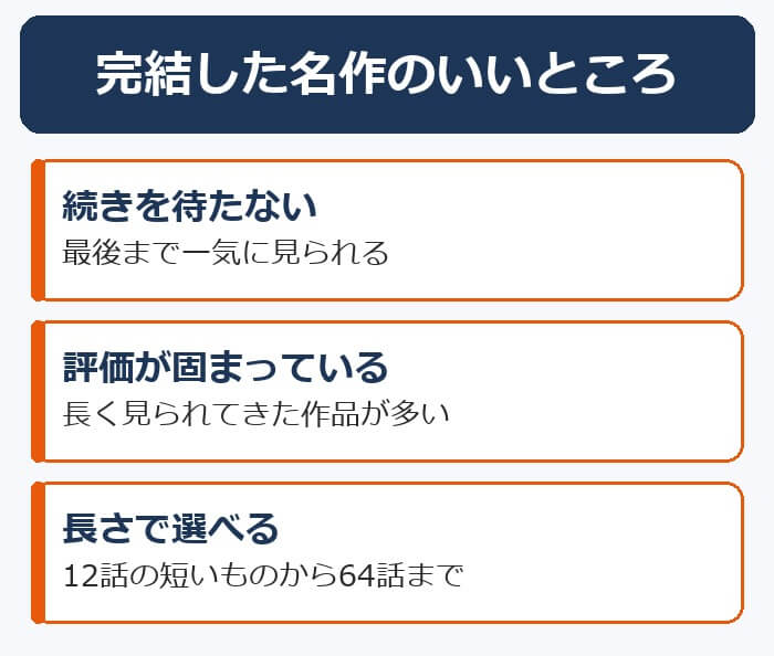 完結した名作のいいところ。続きを待たず最後まで一気に見られる