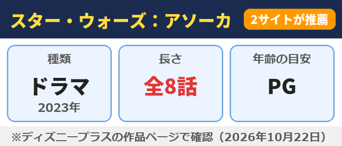 スター・ウォーズ:アソーカ(全8話・年齢の目安PG)