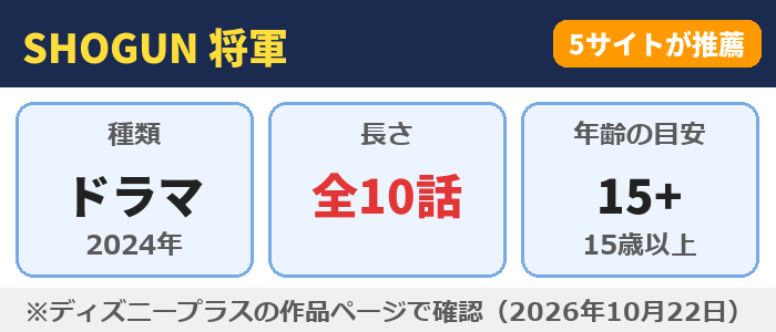 SHOGUN 将軍(全10話・年齢の目安15+)