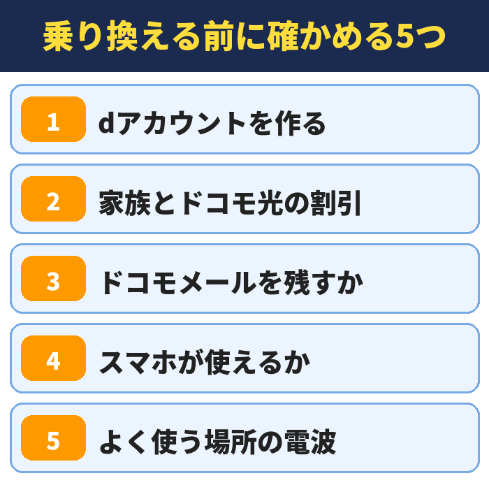 ドコモから乗り換える前に確かめる5つ