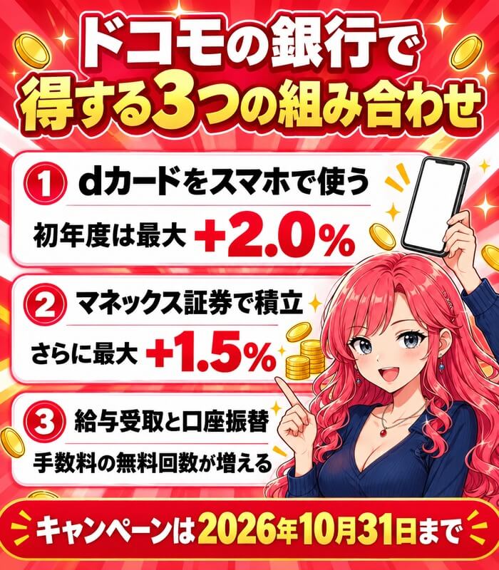 ドコモの銀行で得する3つの組み合わせ