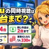 Huluの同時視聴は何台まで。最大4台、同じ作品は2台まで、プロフィール6つ、家族4人なら1人330円