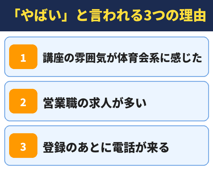 就職カレッジ|「やばい」と言われる3つの理由(講座の雰囲気が体育会系に感じた・営業職の求人が多い・登録のあとに電話が来る)