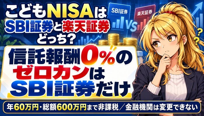 こどもNISAはSBI証券と楽天証券どっち？信託報酬0%のゼロカンはSBI証券だけ