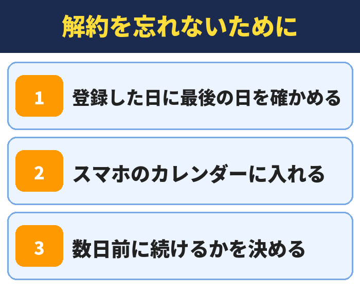 LYPプレミアム|解約を忘れないために(登録した日に最後の日を確かめる・スマホのカレンダーに入れる・数日前に続けるかを決める)