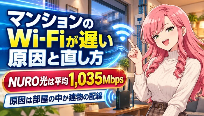 マンションのWi-Fiが遅い原因と直し方｜NURO光は平均1,035Mbps