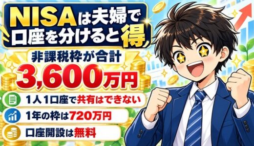 NISAは夫婦で口座を分けると得。非課税枠が合計3,600万円