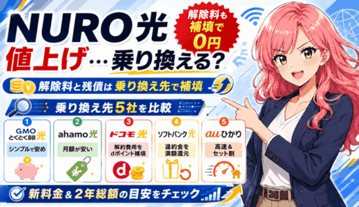 NURO光の値上げで乗り換えるべき？移行期間は終了・解除料は3,850円