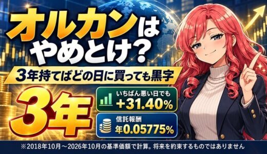 オルカンはやめとけ?3年持てばどの日に買っても黒字