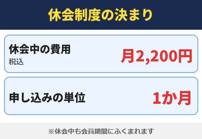 パートナーエージェントの休会制度の決まり。休会中の費用(税込)=月2,200円、申し込みの単位=1か月