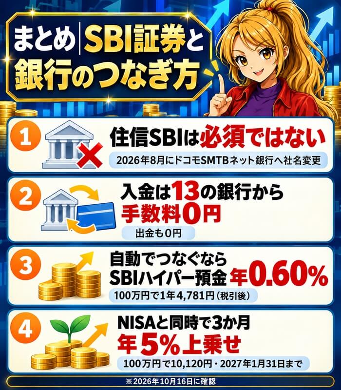 まとめ｜SBI証券と銀行のつなぎ方