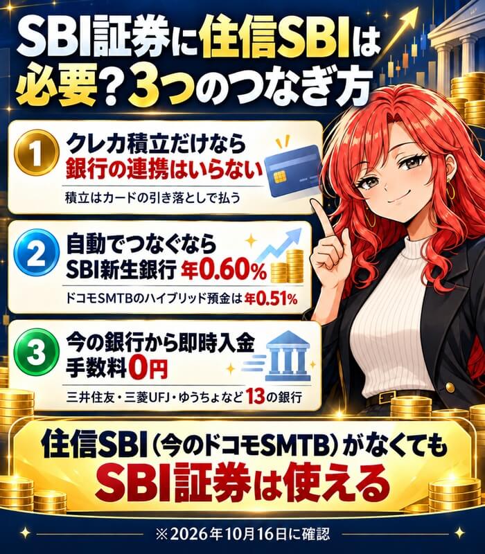 SBI証券に住信SBIは必要？3つのつなぎ方